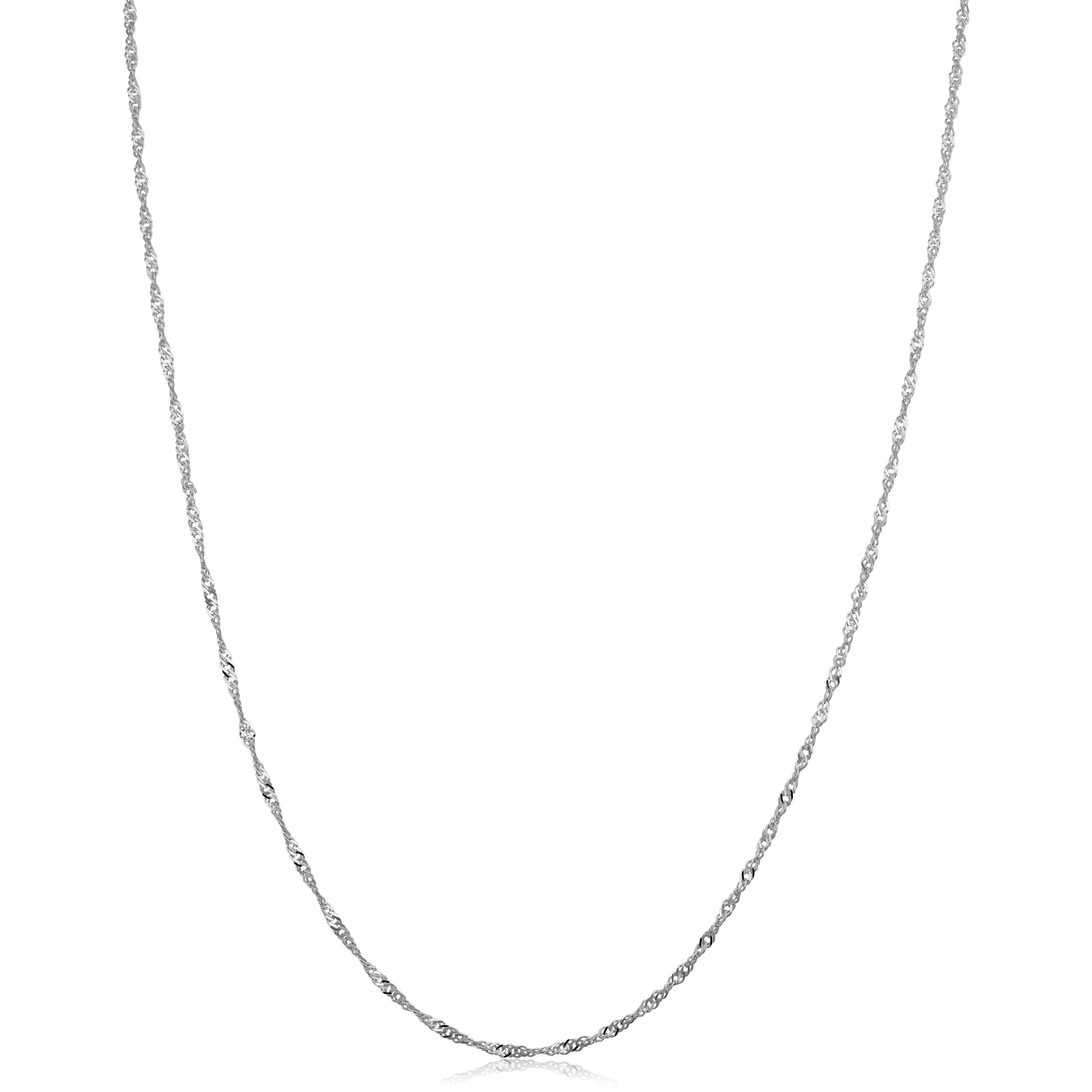 Kooljewelry 10k White Gold Singapore Chain Necklace For Women - Real Gold (choose from 0.7mm, 1mm, 1.4mm, 1.7mm width - sizes from 14 to 30 inches long)