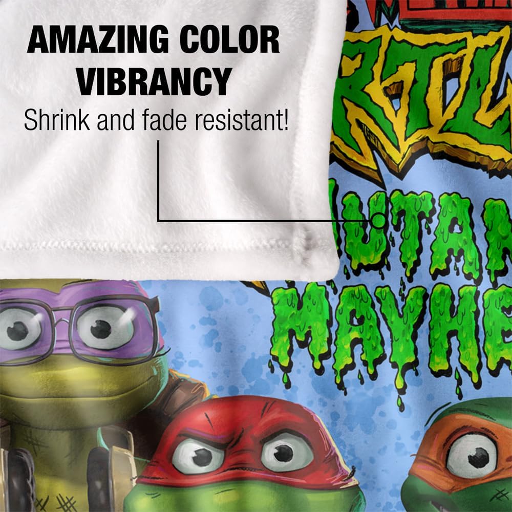 Teenage Mutant Ninja Turtles: Mutant Mayhem Blanket, 50"x60" Turtle Teens Silky Touch Super Soft Throw Blanket