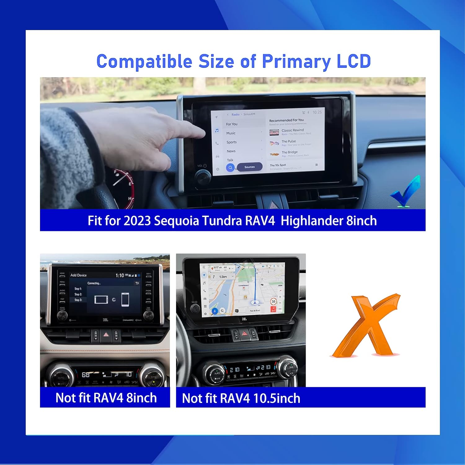 2pcs for 2025 RAV4 Screen Protector for 2023 2024 2025 Toyot a RAV4 (LE/XLE/XLE Premium/Hybrid) 8Inch JBL Accessories Tempered Glass Protective Film (NOT FOR 2019-2022 RAV4)