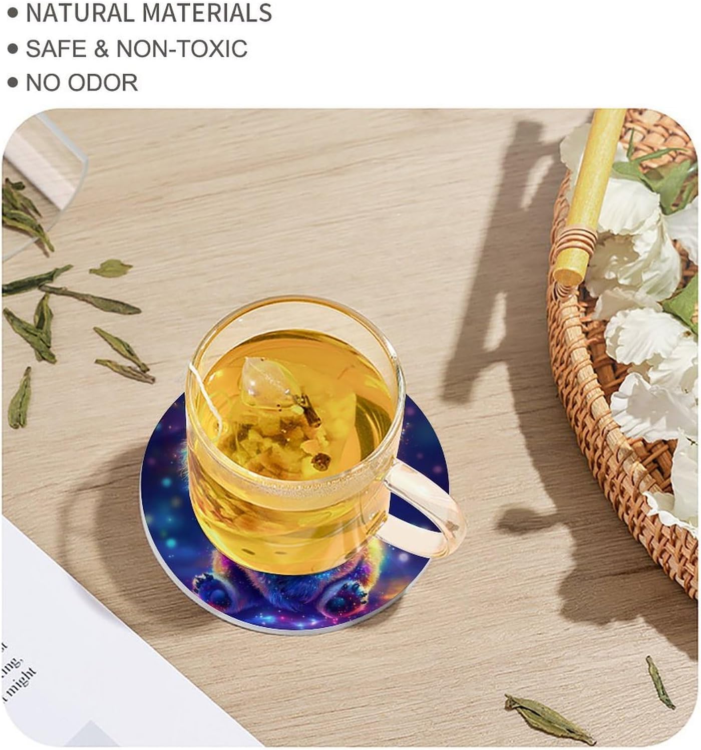 Cute Koala Bear Colorful Funny Round Ceramic Coasters for Drink Absorbent Cup Holders Tabletop Protection