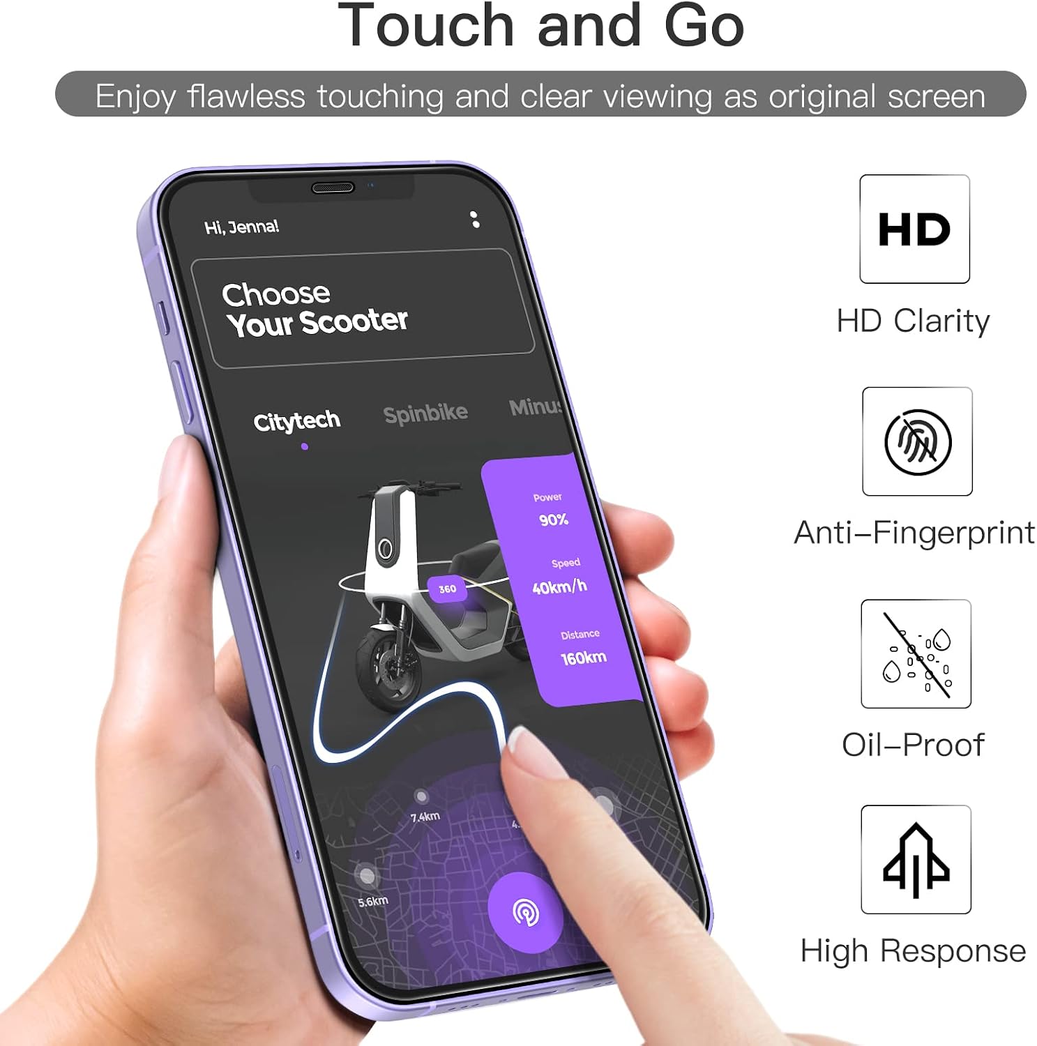 JETech Película de Vidro Temperado de Cobertura Total para iPhone 12 mini 5,4 Polegadas, Borda Preta Protetor de Tela com Ferramenta, HD Transparente, Pacote de 3