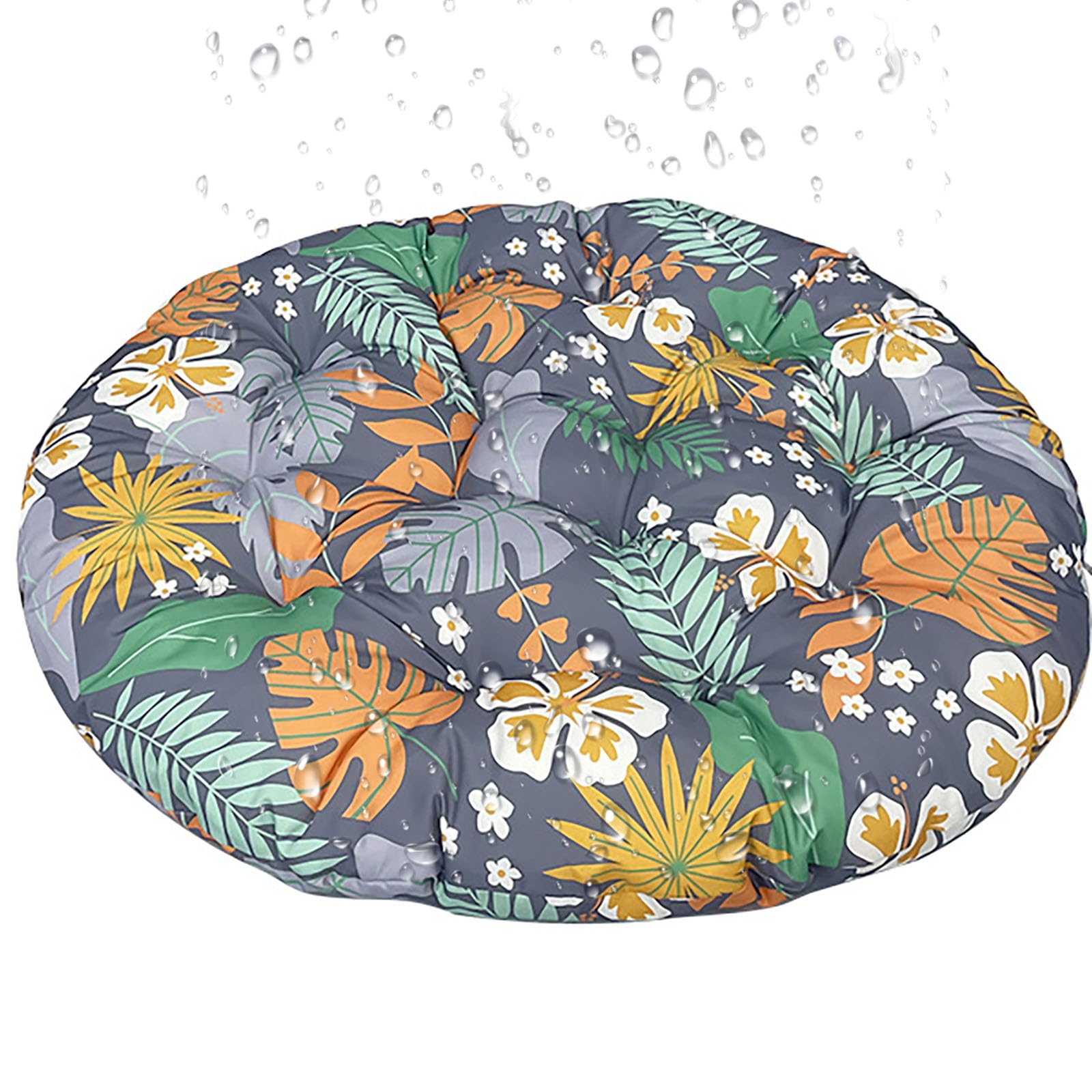 Hanging Chair Cushion, Multifunctional Garden Round Outdoor/Indoor Seat Cushion Cushion for Polyrattan/Rattan Hanging Swing for Outdoor Living Room Sofa Meditation,floral color 2,110 * 110CM