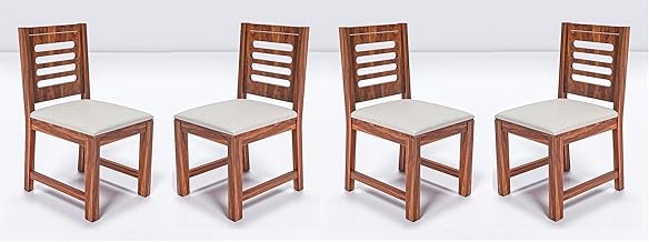 HOWZBOX Solid Sheesham Wood Urban Dining Chair Set for Dining Room | Wooden Cushion Chair for Living Room, Study Room, Home and Office, 1 Year Warranty - (Set of 4, Honey Finish)