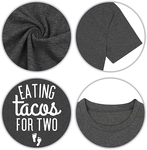 Miniatura 5 de Eating Tacos for Two - Camiseta de maternidad con diseño de mamá divertida, camiseta de manga corta con anuncio de embarazo