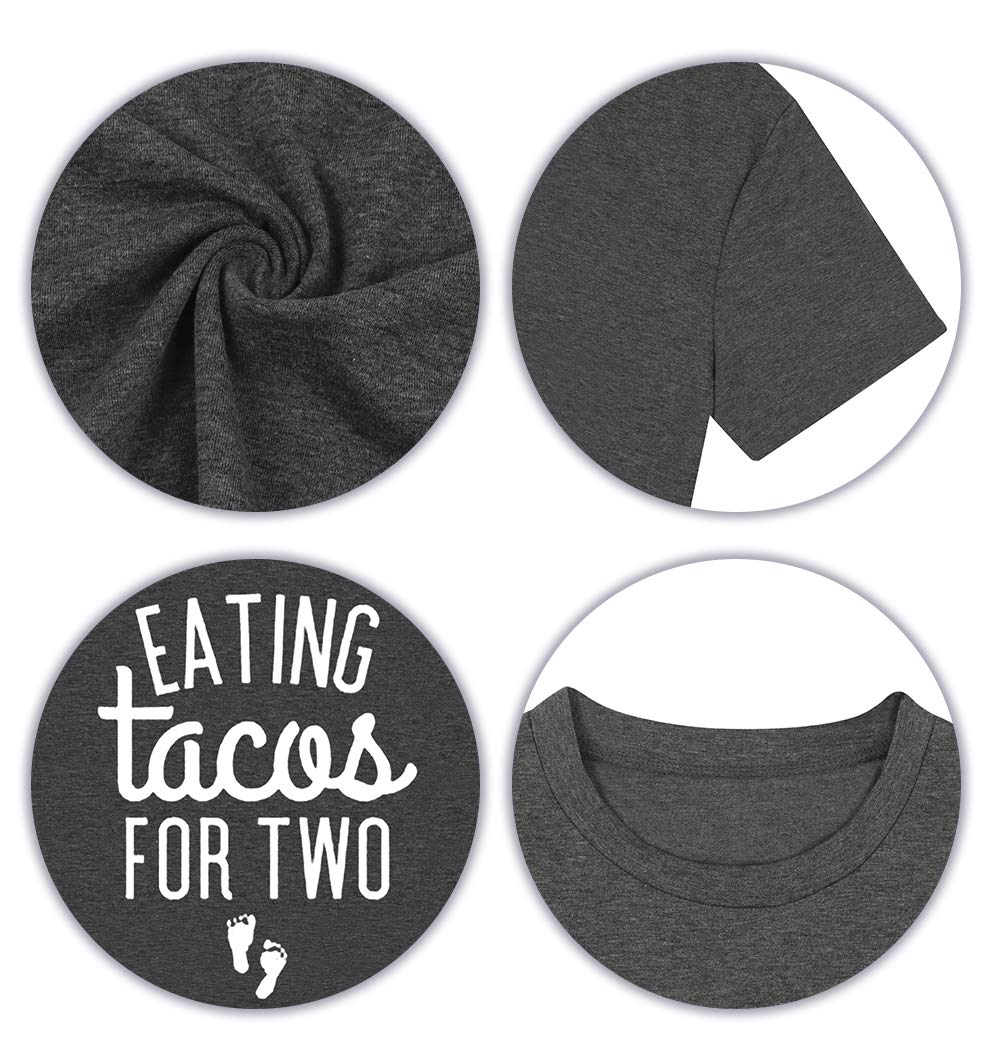 Camiseta de maternidad con texto en inglés "Eating Tacos for Tw", camisetas divertidas para mamá, camisetas de manga corta para anuncio de embarazo
