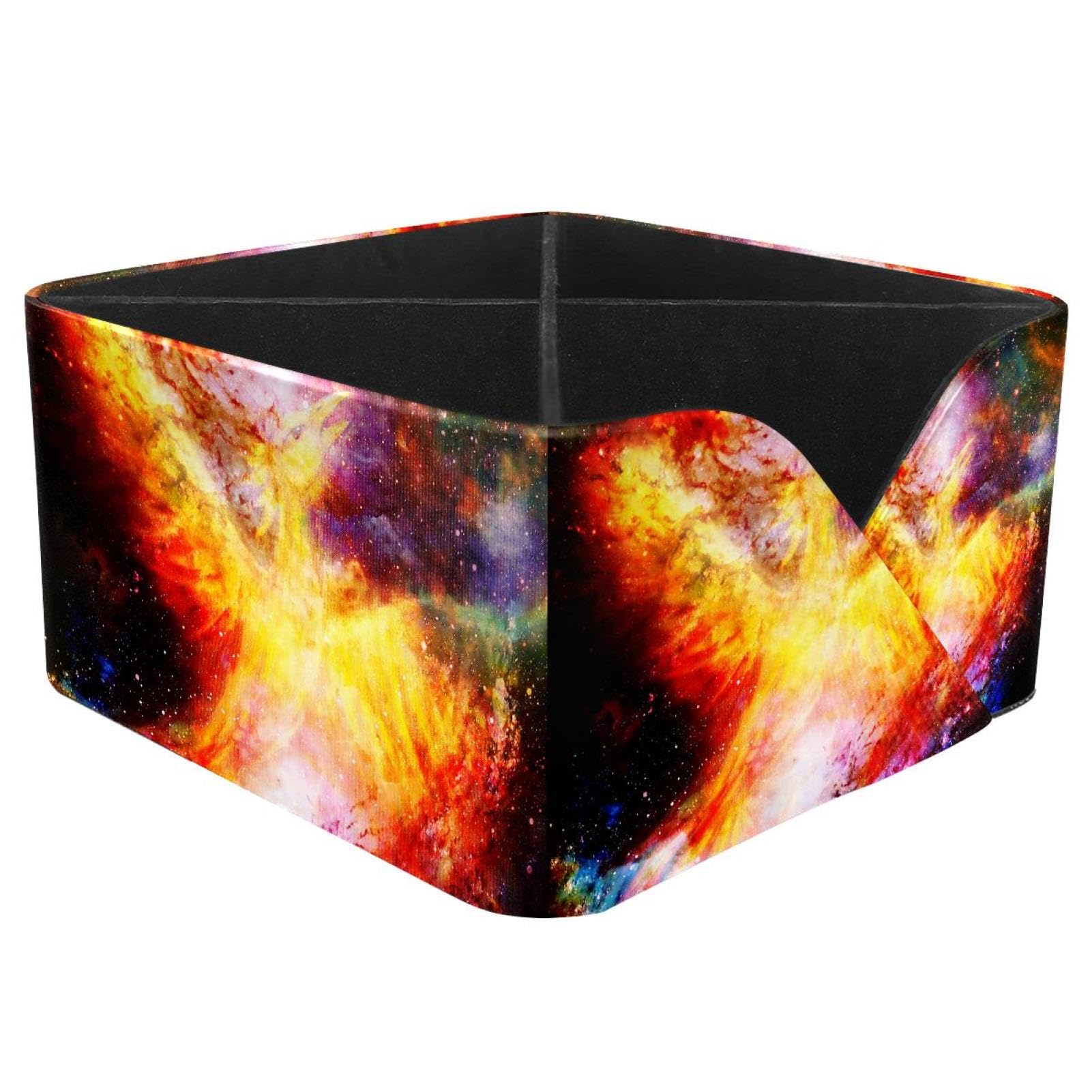KengjuTesu Flying Phoenix Bird in Cosmic Space Desktop Organizer Pen Holder, Rectangular Pencil Cup for Office, Study and Makeup Stations