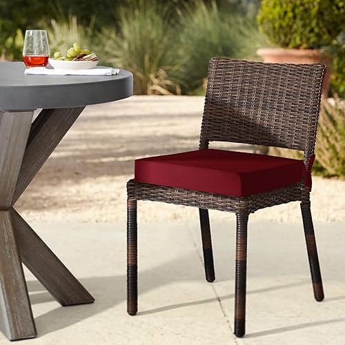 Miniatura 7 de downluxe Juego de 2 cojines impermeables para sillas de exterior, 19 x 19 x 3 pulgadas, cojines para sillas de patio con lazos y mango