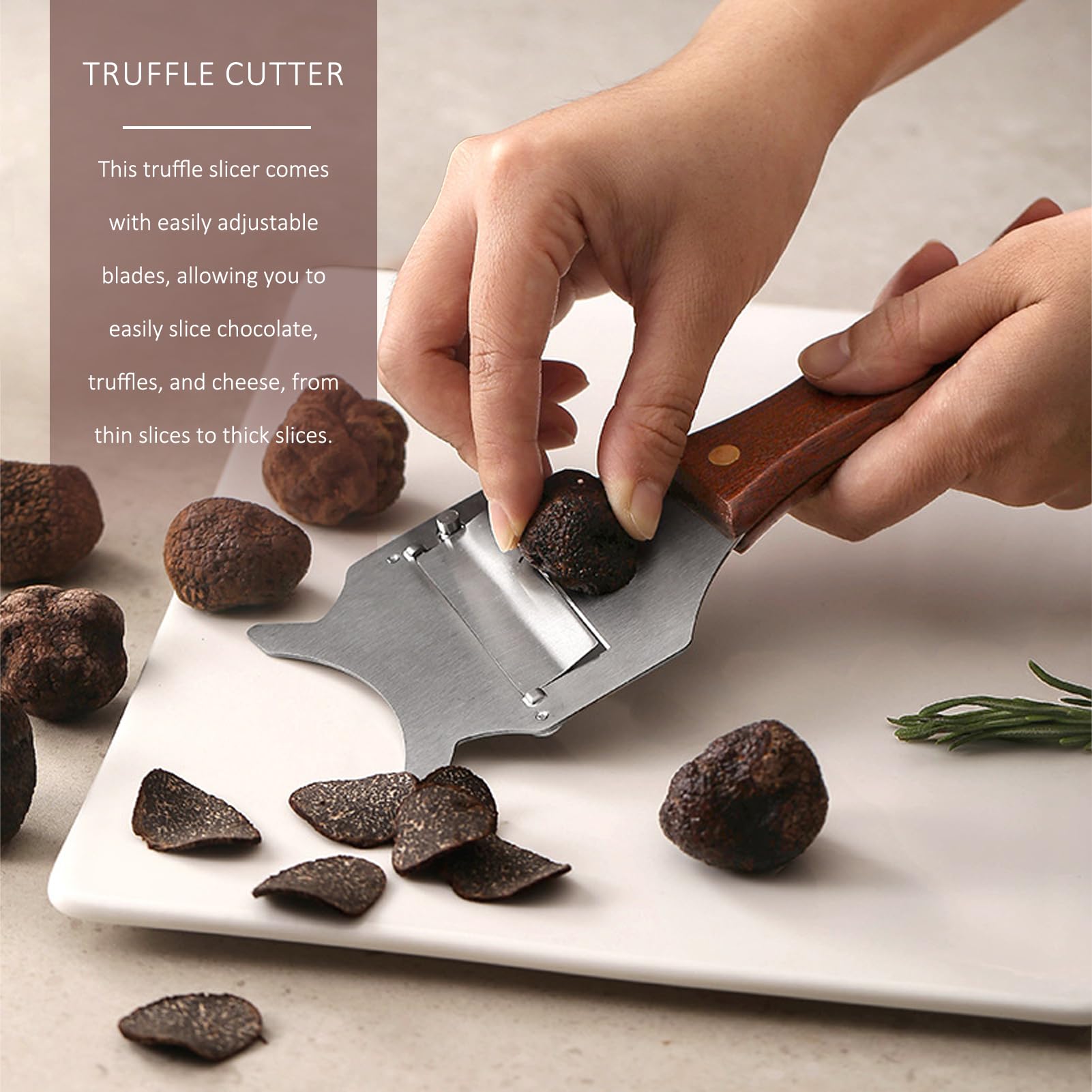 Coupe Truffe Trancheur Truffes Inox Poignée Bois Râpe Fromage Rasoir Eminceur