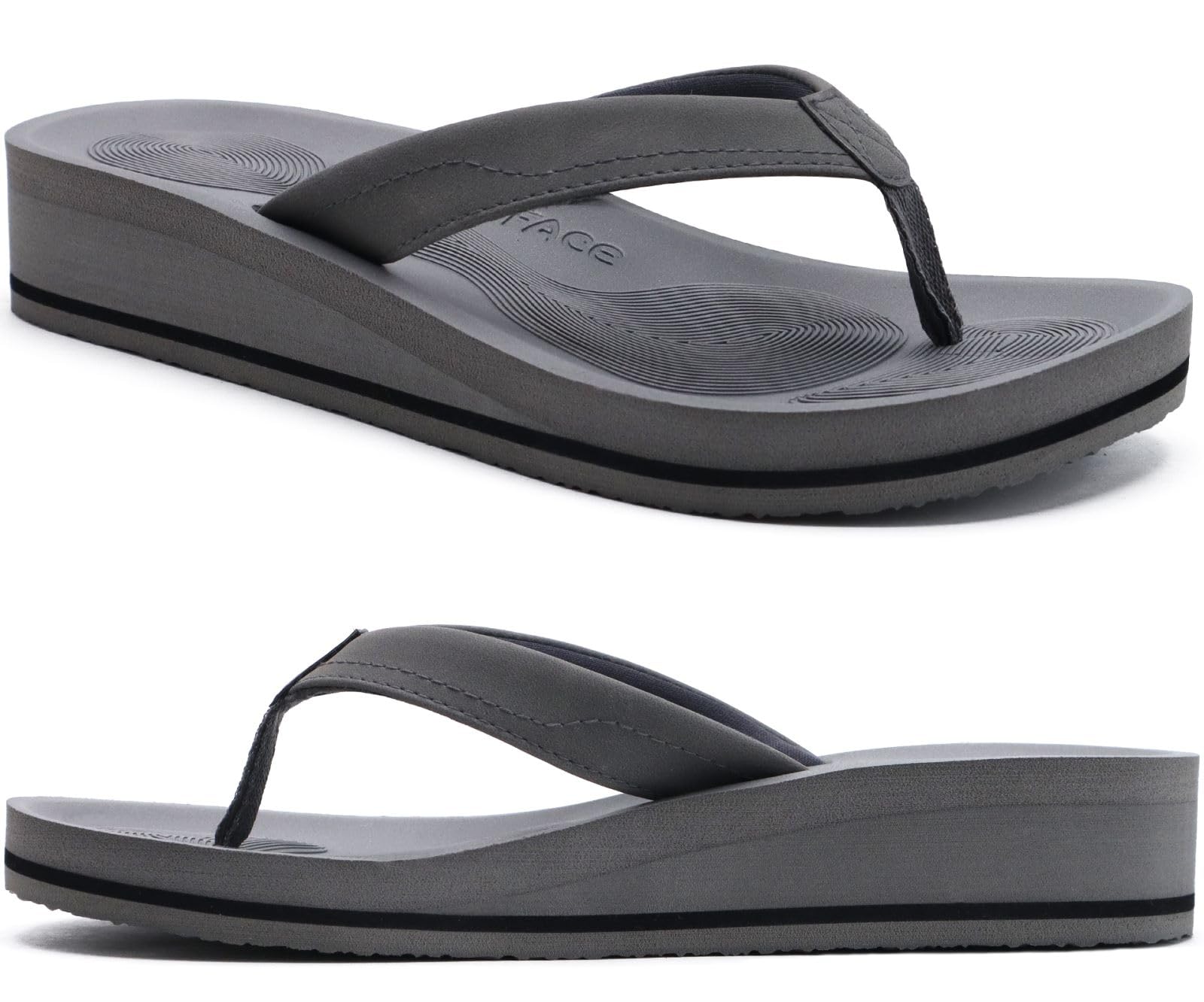 COFACE Infradito Donna Eleganti Sandali in Pelle Moda Infradito con Zeppa Alta per Estate Mare Spiaggia e Piscina