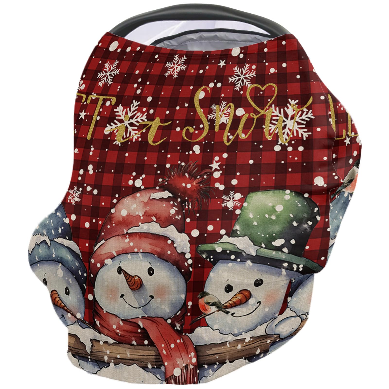 Nursing Cover for Breastfeeding Scarf, Merry Christmas Snowman Smiling Baby Car Covers Super Soft Multi Use for Canopy Shopping Cart Cover Blanket Stroller Cover