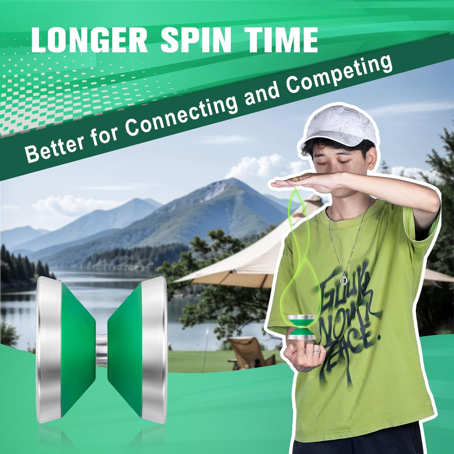 S1 Unresponsive Yoyo Professional for Kids & Adults - Bi-Metal High-Performance Yoyo Toy for Beginner to Advanced Players with Extra Strings (Green)