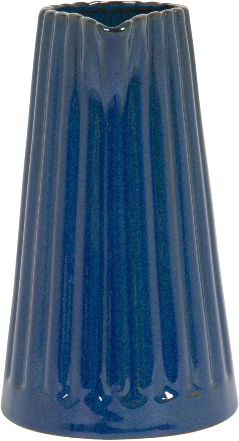 Creative Co-Op 40-Ounce Stoneware Ribbed Pitcher with Reactive Glaze, Blue - Image 5