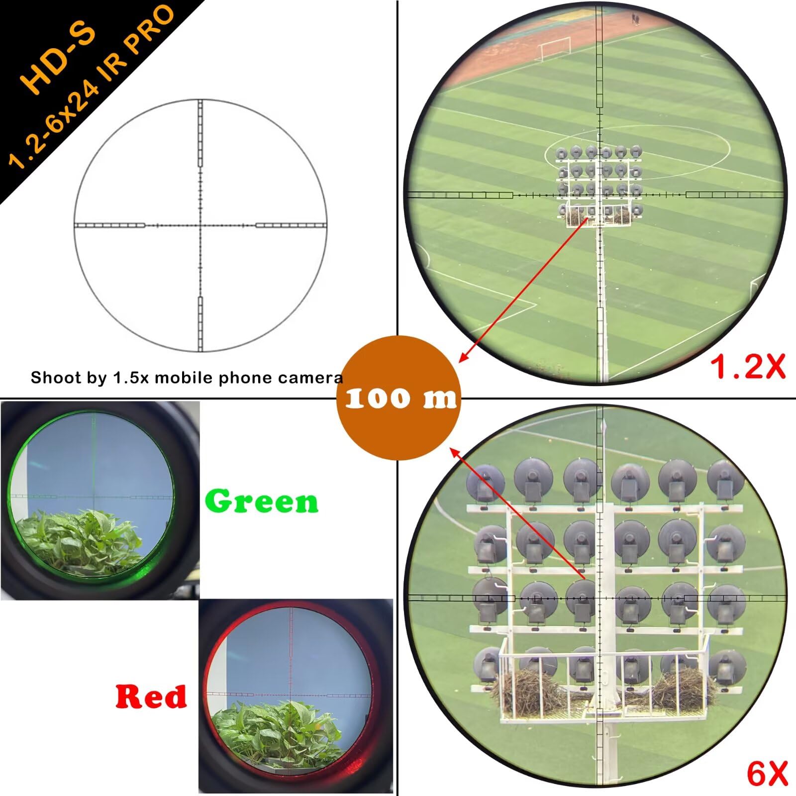 WestHunter Optics HD-S 1.2-6x24 IR Pro Precisión Miras Telescópicas, Exclusivo para Competiciones Deportivas de Corta Distancia| Picatinny Kit