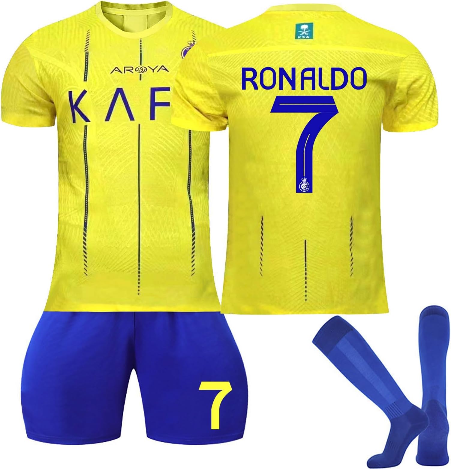 GenericRonaldo Football Kit for Kids,2023/24 Al NASSR FC Jerseys Football Kits Home/Away,No.7 Football Training Set T-shirts Shorts and Socks,2024 Outdoor Sportswear Soccer Tracksuit for boy Adult