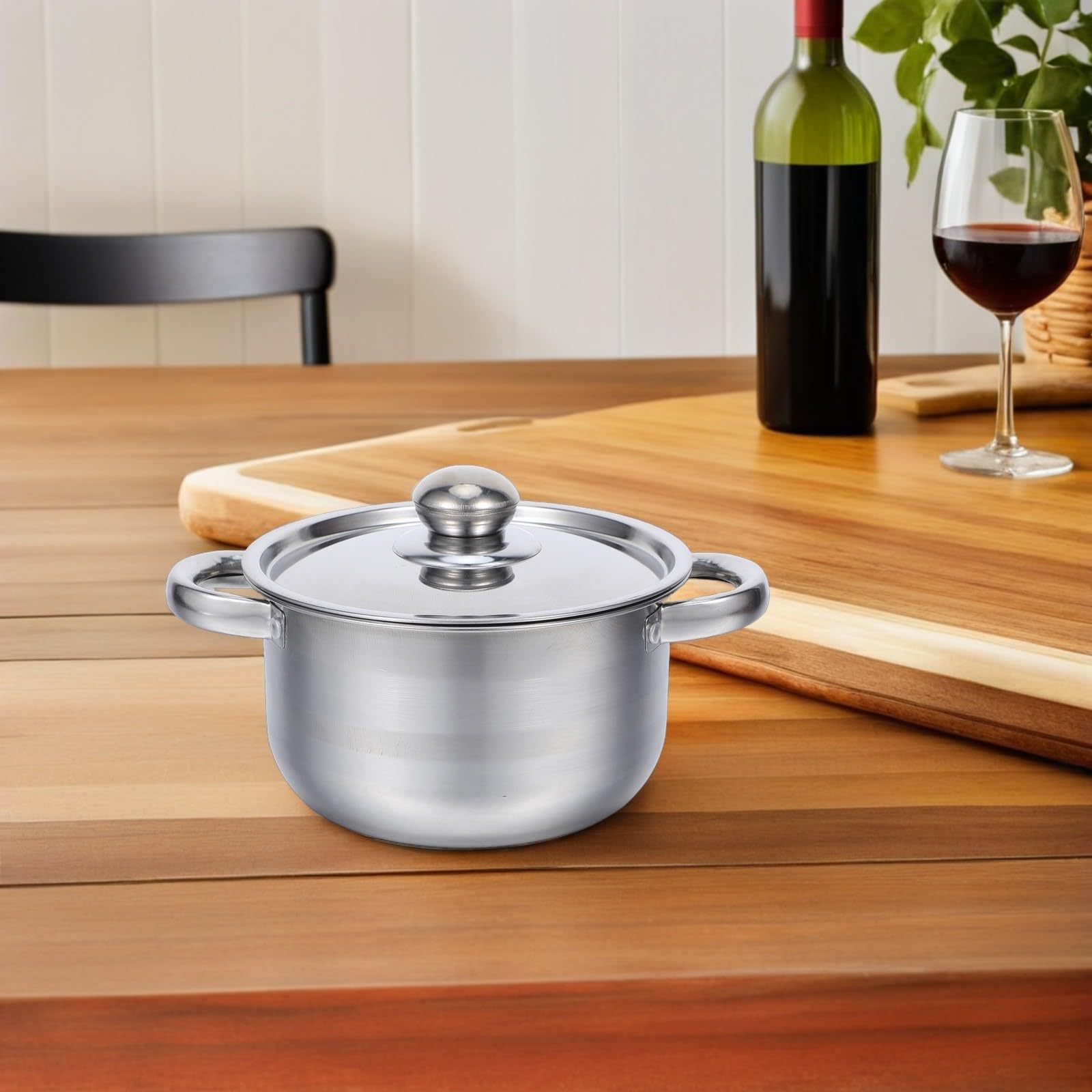 SUPVOX Set Pentole in Acciaio Inossidabile 10 Pezzi con Doppio Manico e Coperchio, Design Elegante e Moderno, Facile da Pulire, per Cucina e Ristorante