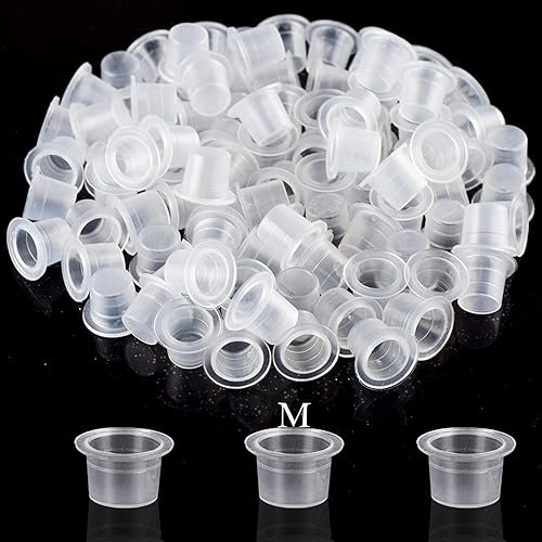 Miniatura 8 de Tapas de tinta de tatuaje con base, 300 vasos de tinta de plástico, tapas de tinta desechables para suministros de tatuaje de tinta
