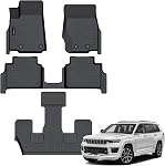 Auxko All Weather Floor Mats Fit for Jeep Grand Cherokee L 7 Seat(2nd Row Bench Seat) 2021-2025 2026 TPE Rubber Liners Accessories All Season Guard Odorless 3 Row Black
