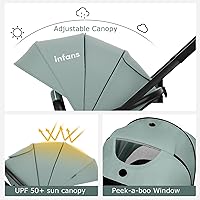 Vista 5 de INFANS Cochecito de bebé 2 en 1, cochecito de bebé horizontal y cochecito de cuna reversible, cochecito plegable con toldo ajustable, soporte