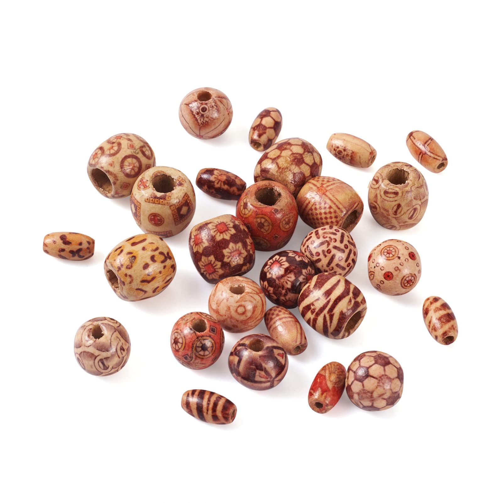 PandaHall 300 Perline In Legno – 3 Dimensioni, Foro Grande 4-8 Mm, Marrone Cocco, Per Gioielli Fai Da Te - 4
