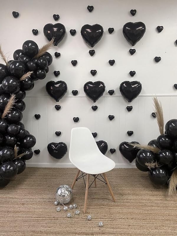 Biapian Foil Heart Balloons Black, 10PCS Black Heart Shape Balloons, Valentines Balloons 18inch Black Foil Balloon for Helium Valentine Decorations for Valentines Day, Wedding, Anniversary Decoration by Biapian - Used condition - Image 6