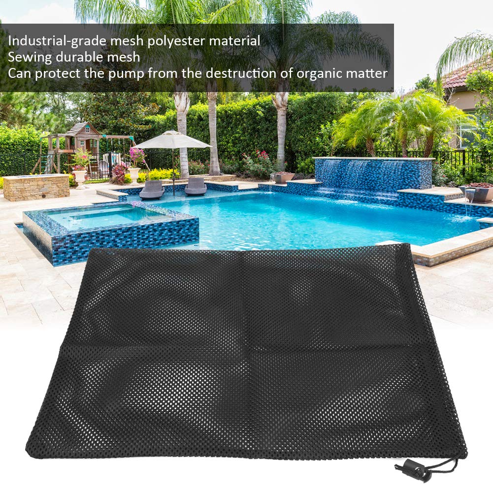 Jwthee 5 Pack Pump Barrier Bag, Pond Pump Filter Bag Large Pump Mesh Bag Black Media Bag with Drawstring Swimming Pool Filters, 12 X 16 Inches