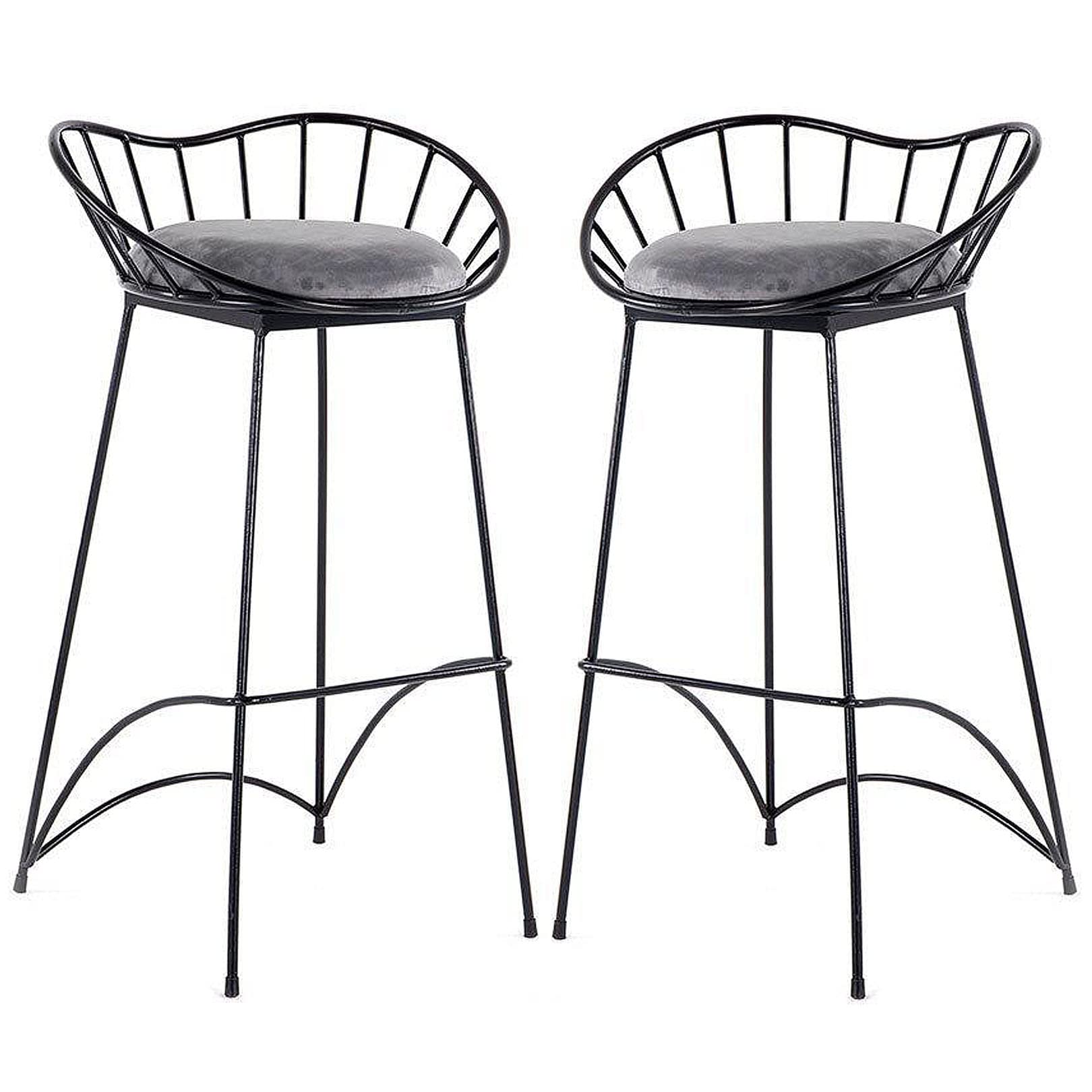 Tabourets de bar en velours 30 pouces style moderne avec dossier confortable lot de 2
