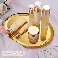 Vista 4 de Bandeja grande de acero inoxidable dorado en forma de oliva de 2 piezas – Champán, bandeja de cóctel y bar con acabado pulido al vacío, resistente a