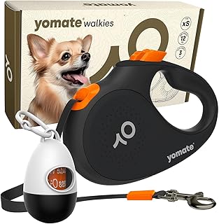 Automatische Hundeleine 3m für Kleine Hunde bis 12kg – Leichte Rollleine mit Brems- & Stoppfunktion, Ergonomischer Griff, Verhedderungsfreie Nylonleine, Edelstahl Karabiner, Schwarz