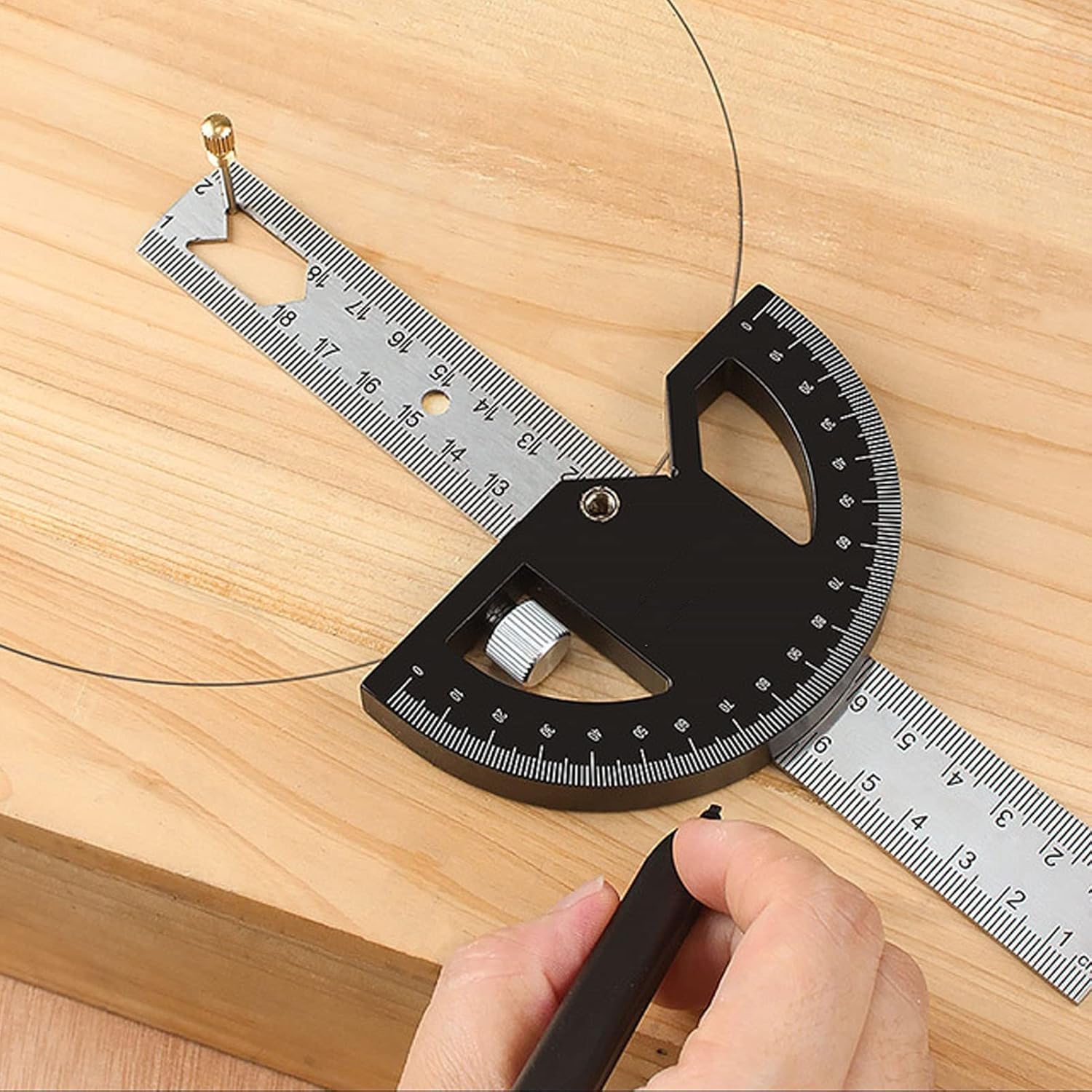 Multi-function Angle Gauge, Lightweight and High Precision Solid Wood Angle Ruler Simple Operation for Measuring Angle (8 inch)