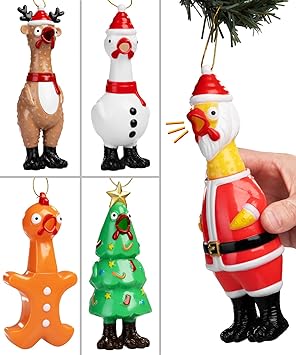Squeeze Me Christmas Rubber Chicken Ornament 1 Unit