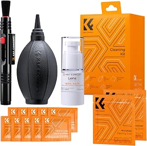 K&F CONCEPT 15-in-1 Camera Cleaning Kit with Air Blowing, Pen*1, Cloths*2, Lens Dust Blower, Cleaning Fluid 15ml* Cleaning Wipes*10 Cleaner for DSLR Camera Filter Lens Cleaner Kit