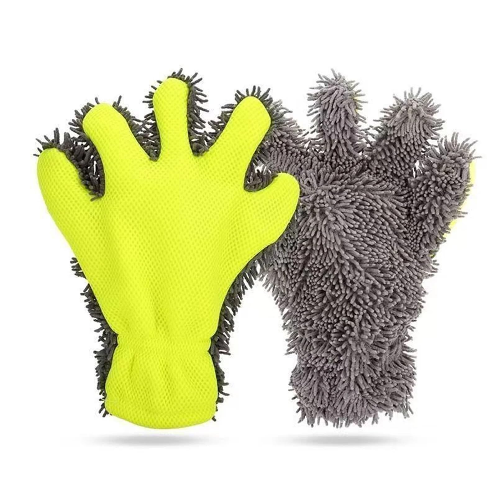 MDSRFGN Car Wash Mitt 1PCS 5-Finger Wash Mitts, Waterproof Microfiber Gloves For Scratch-Free Quick Car & Wheel Cleaning