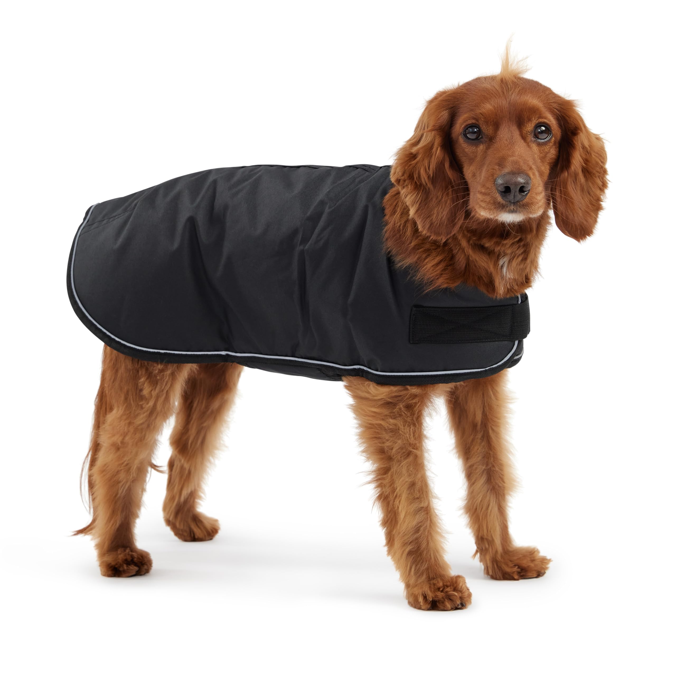 GF Pet Dog Raincoat Blanket Dog Jacket Warm Coat for Dogs Waterproof Fleece Lined Velcro Fasten Jacket - Black - XL - Image 2
