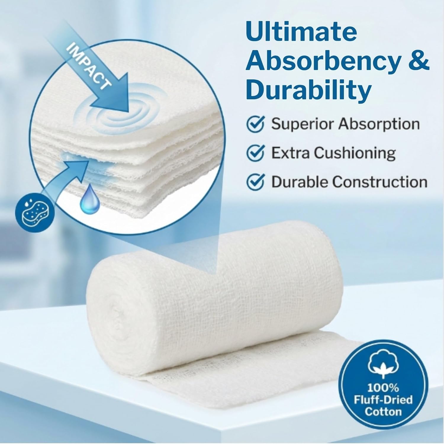 CareStock Gauze Rolls Bandage [Pack of 100] 4.5 in x 4.1 yds, Non-Sterile, Rolled Cotton Dressing, First Aid Wrap, Medical Grade Supplies