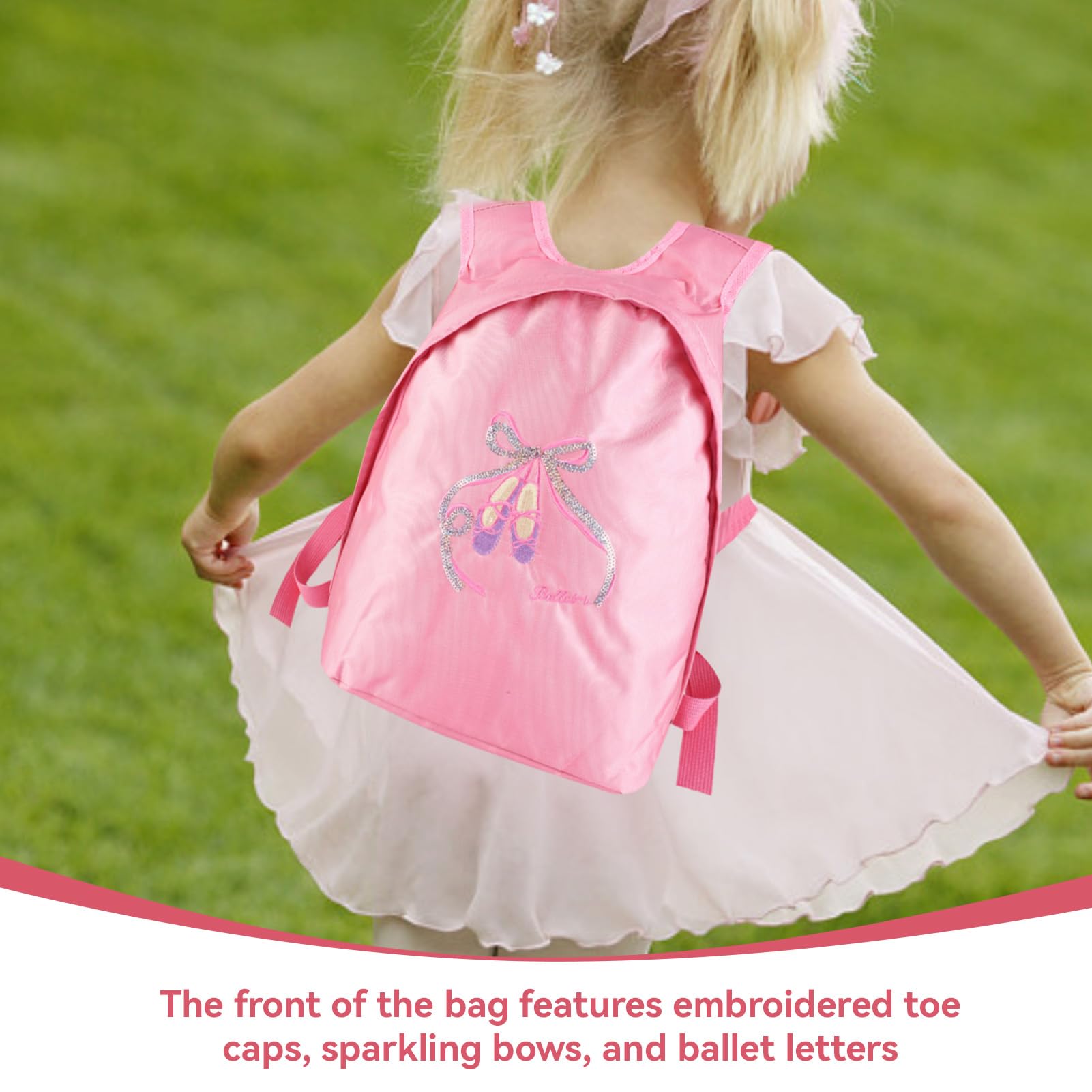 HERCHR Bolsa de Ballet para Niñas, Mochila Deportiva con Cremallera, Bolsa de Viaje, Bolsa de Hombro Doble Rosa