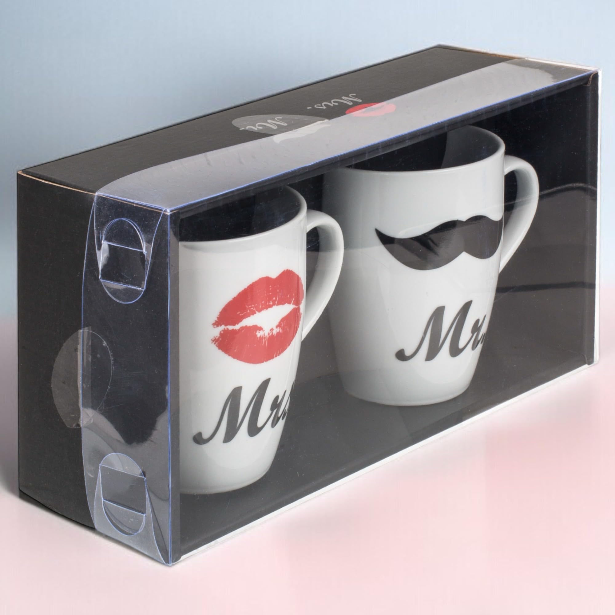 BRUBAKER Mr. & Mrs. Kopjes Set koffiekopjes van keramiek - 2 koffiekopjes 300 ml - huwelijkscadeau met wenskaart en geschenkverpakking
