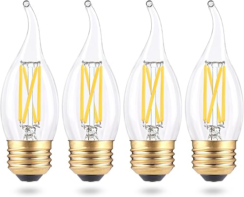 Miniatura 8 de Bombillas LED para candelabros regulables, bombilla LED E12 equivalente a 40 vatios, bombillas de araña de punta de llama CA10 de 4 W, bombillas de