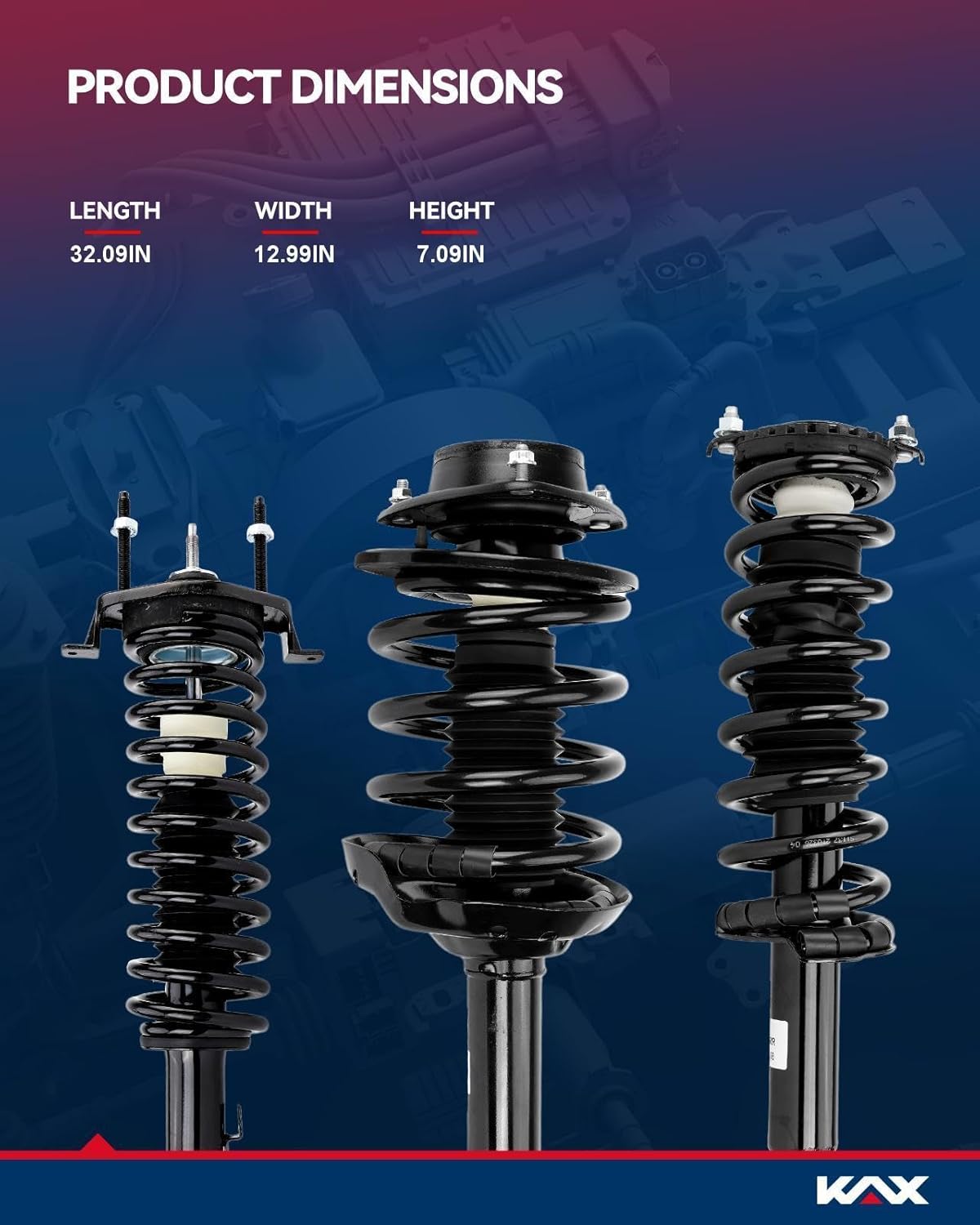KAX Rear Struts Shock Absorber Assembly Fit Accord 2003 2004 2005 2006 2007, TL 2004 2005 2006 2007 2008, Complete Suspension 171372, Struts with Coil Spring Assemblies SAA023 2 PACKS