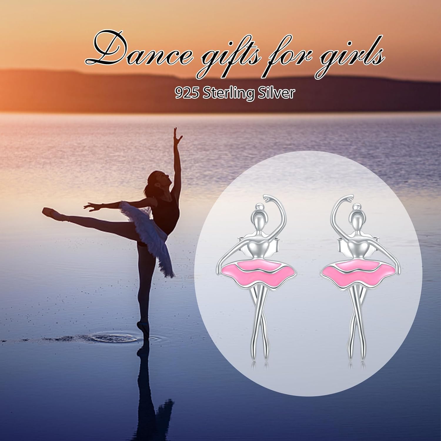 Ballet Earrings for Women 925 Sterling Silver Stud Earrings Jewelry Gifts for Ballerina Ballet Lover - Image 6