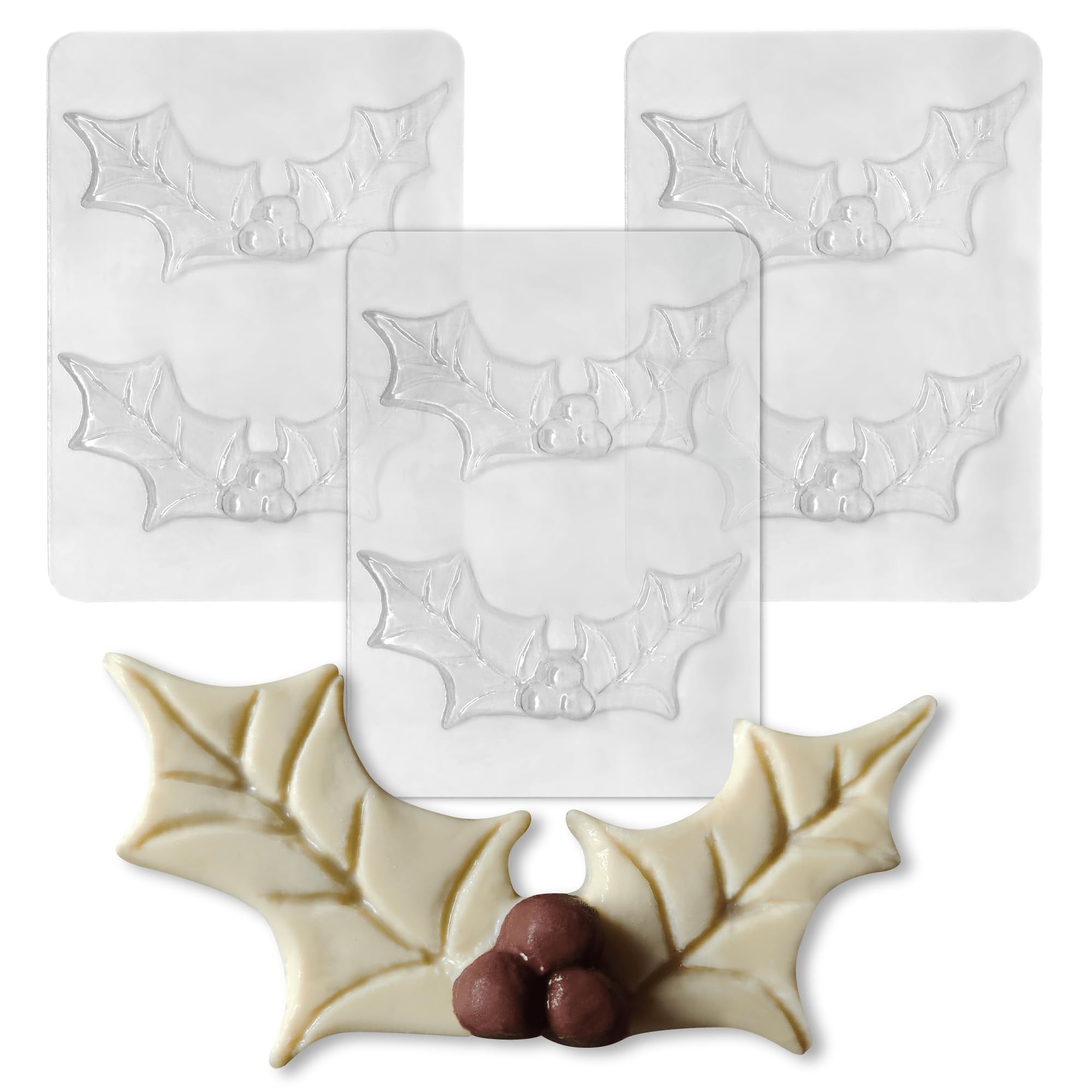 Christmas Holly Chocolate Moulds - 26g - Packs of 2 or 6 - Christmas Chocolate Gift (6 Moulds)