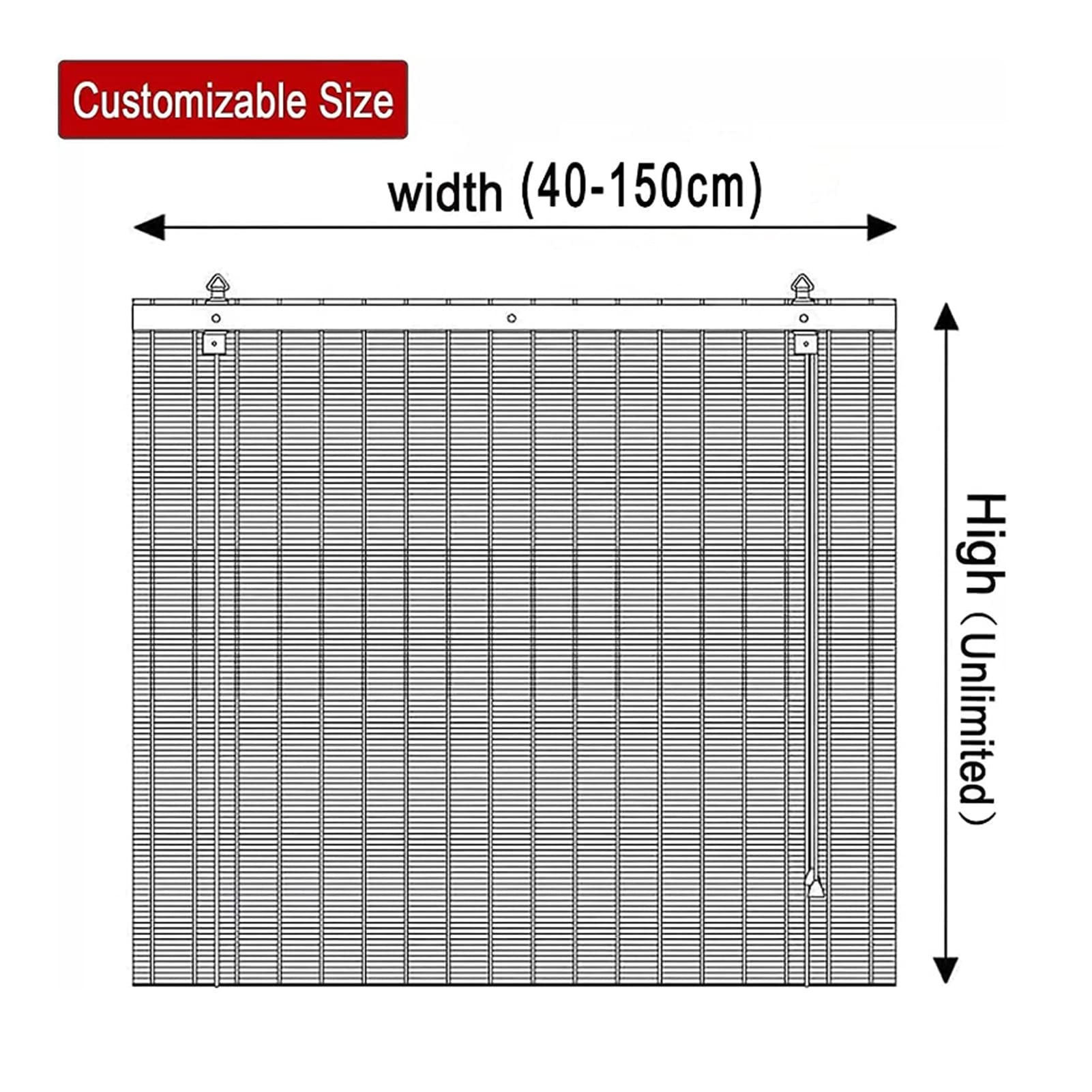 RICOLUS Stores à Enroulement en Bambou Rétro,Naturel Respirant Rouleaux Romains Occultant Fenetre Protection Solaire et Brise Vue Store Enrouleur pour Intérieur Extérieur (80x200cm)