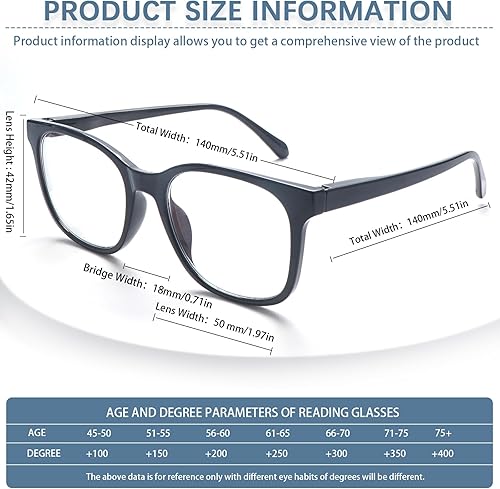 Miniatura 3 de VIDEBLA Paquete de 6 lentes de lectura con bloqueo de luz azul, para mujeres y hombres, antirreflejos, antirreflejos, con funda de cuero