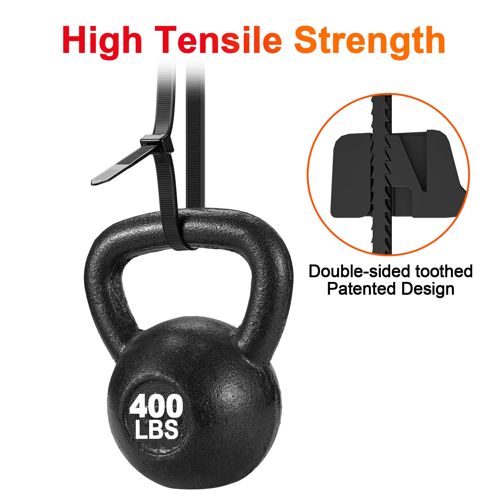 Heavy Duty Zip Ties - 100 Pack, 400 LBS Strength -4 Heavy Duty Zip Ties - 100 Pack, 400 LBS Strength -4