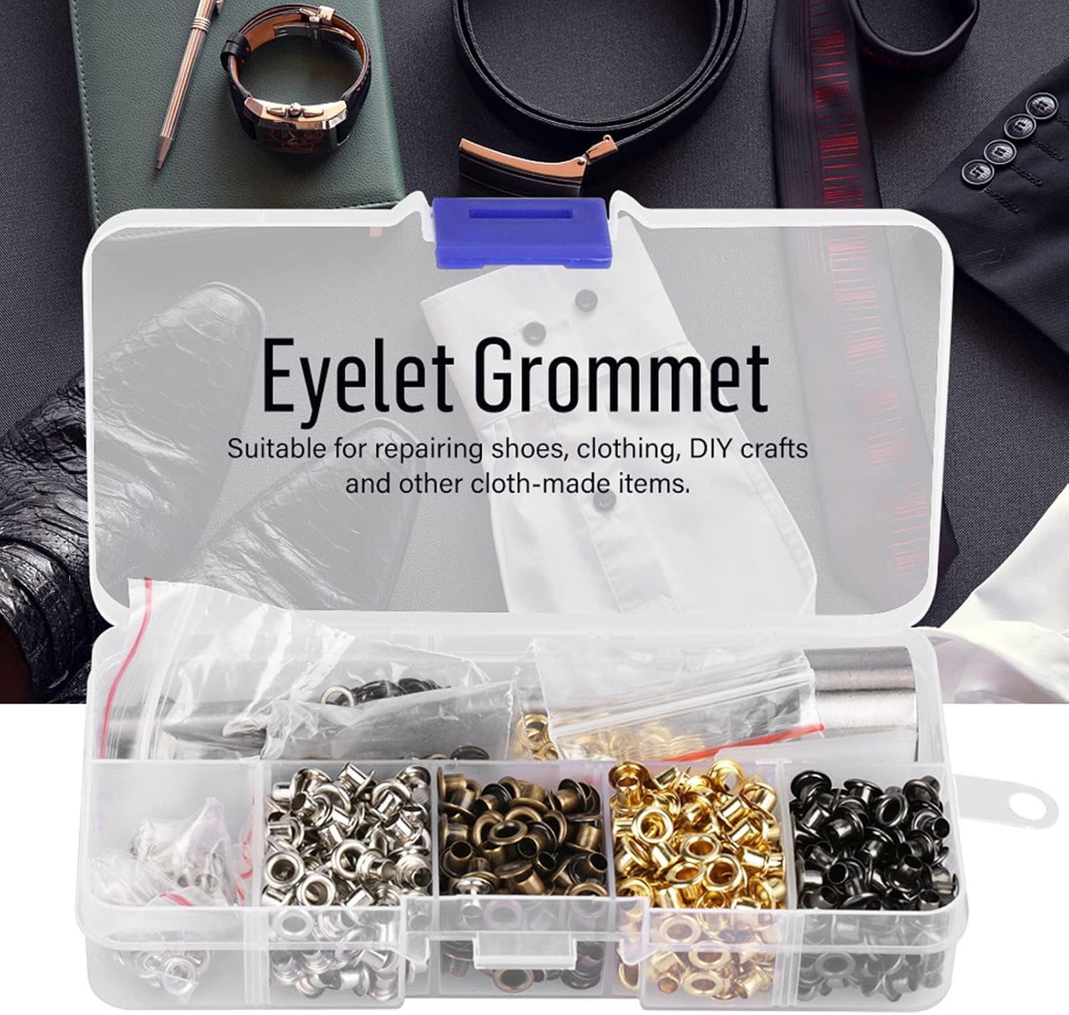 420PCS 3mm Grommets Eyelets Kit with 3pcs Handwork Tools, Eyelet Grommet Washer Set 3mm 1/8" Grommet Tool Kit Eyelet Setting Tool for Leather Craft Clothes Sewing