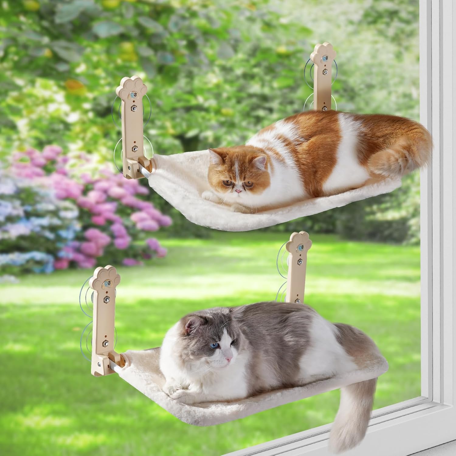 Cat Window Perch, Cordless Foldable Cat Window Hammock with Removable Soft Cover for Indoor Cats, Resting Seat for Inside (Yellow, Large 2Pcs) Yellow Large 2Pcs