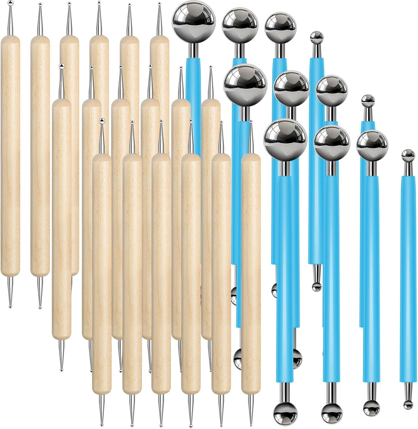 Ashmacdo 30Pcs Dotting Tools for Painting,Mandala Dotting Tools Clay Pottery Modeling Tools Metal Embossing Tools Ball End Dot Art Tools for Rock Painting,Mandalas Clay Pottery Art Rock