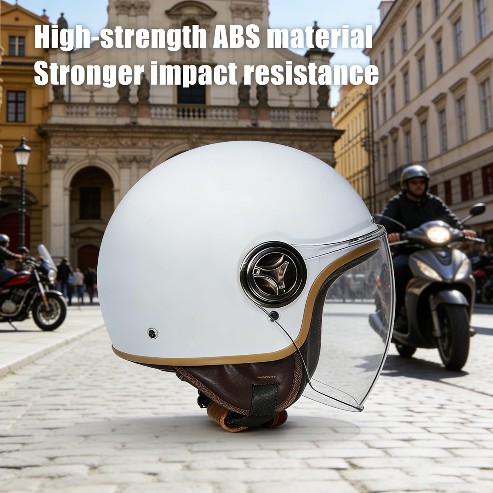 Casco 3/4 Aperto Moto E Scooter Per Bambini – Visiera Solare HD Anti-UV, Per Ragazze E Ragazzi (mopedi Leggeri), Taglia 54-61cm, Adatto Per 5-12 Anni.(7)