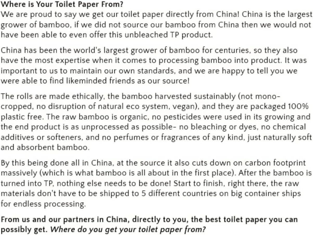 Rustic Strength Panda Eco 3-Ply Bamboo Toilet Paper, 8 Pack