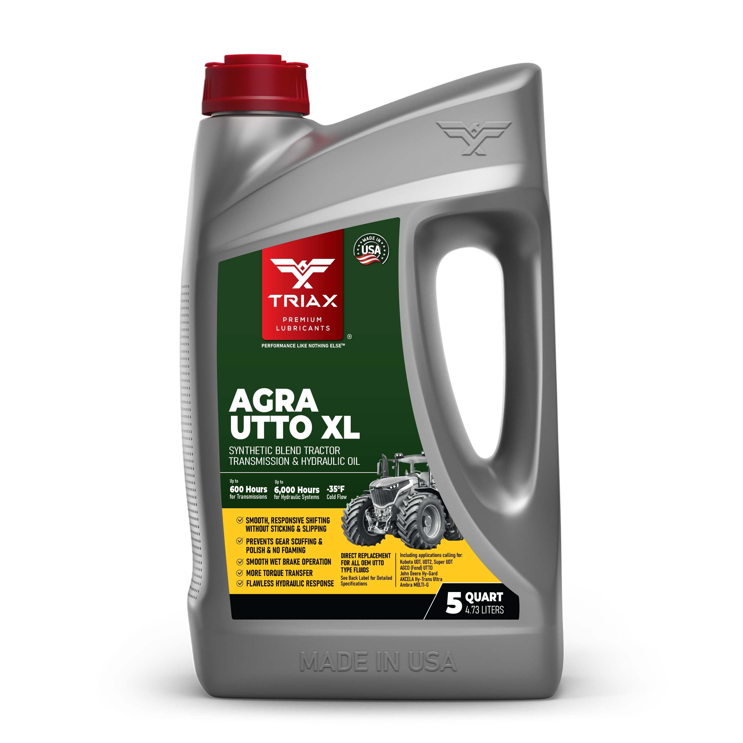 TRIAX Agra UTTO XL Fluido Universale UTTO a Miscela Sintetica per Trattori - Per Trasmissioni Idrauliche Differenziali e Freni a Bagno d’Olio (4.73 L/5 Quarti)