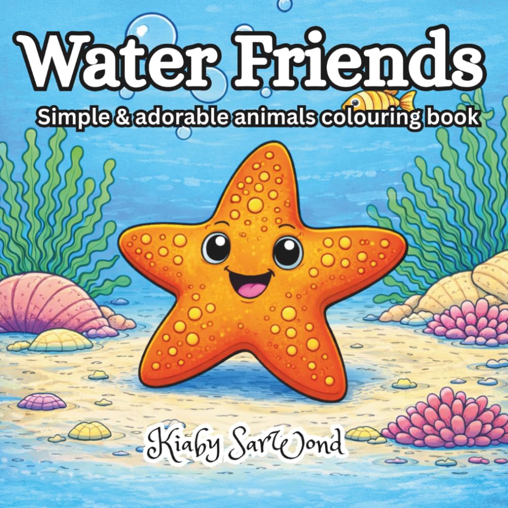 Water Friend: Simple & adorable animals colouring book
